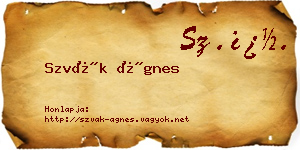Szvák Ágnes névjegykártya
